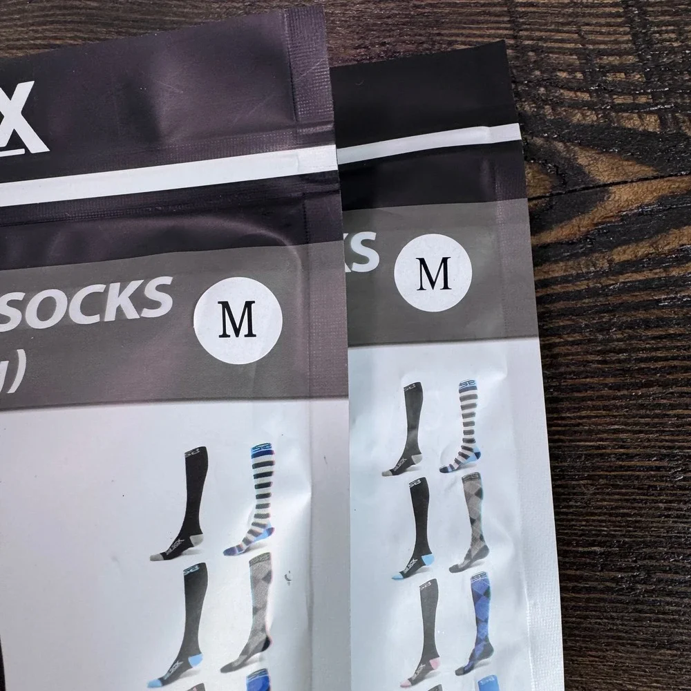 SB SOX Compression Socks Unisex Medium Black Pink New 20-30mmHg 2 Pairs